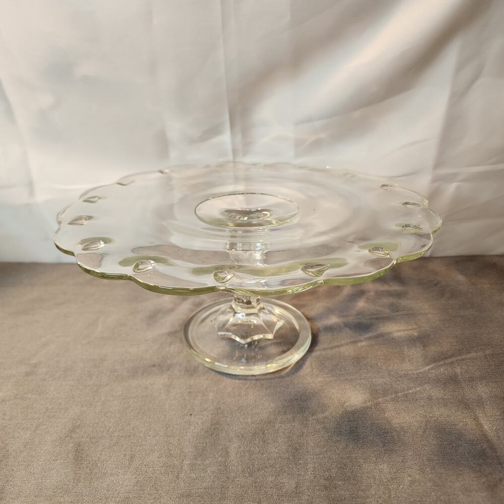 Vintage Indiana Glass Tear Drop Cake Stand 11" wide and 4" 1/2 Tall